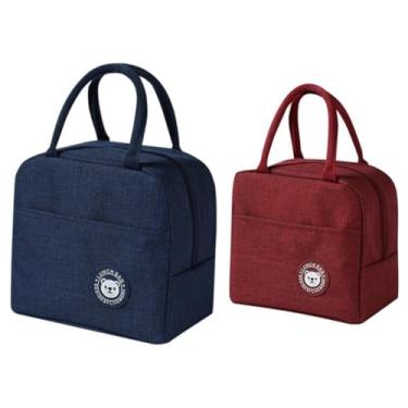 Imagem de Kit 2 Bolsas Térmica Com Isolamento Térmico Portátil Marmita Cor Preto Cor Vinho