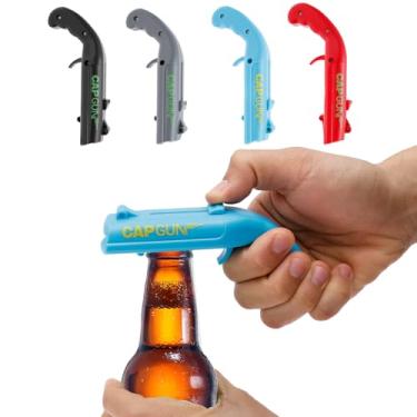 Imagem de UKQRRTC Abridor de garrafa de 4 peças, tampa de cerveja atirador engraçado, plástico premium, fácil de operar para homens, churrasco ao ar livre, reuniões de família e jogos de festa