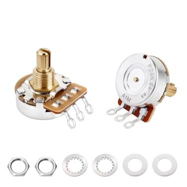Imagem de Banworks Potenciômetros de guitarra tamanho completo A1MΩ com rosca imperial de 24 estrias de 24 estrias (comprimento de 15,5 mm) Potenciômetros cônicos de áudio para Gibson Les Paul LP/SG Fender