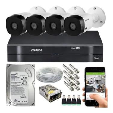 Imagem de Kit 4 Câmera Segurança Intelbras bullet 720p + Dvr Mhdx Multi Hd + HD 