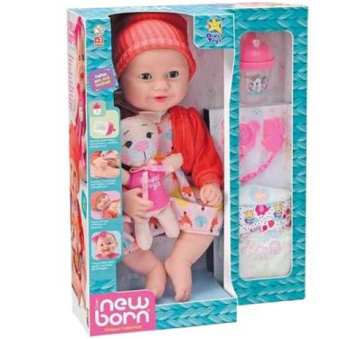 Imagem de Boneca Reborn Abre Fecha Os Olhos C/ Ursinho Diver New Born Body Laran