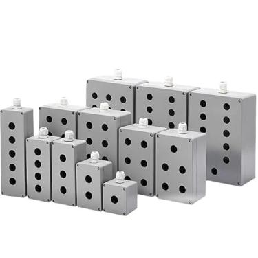Imagem de AEHON Caixa de controle de botão à prova d'água de alumínio fundido de metal com abertura de 22 mm caixa de botão de interruptor de parada de emergência liga de alumínio 12345 orifício (1 furo-01)