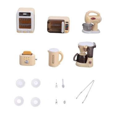 Imagem de Dynwave Conjunto de eletrodomésticos de cozinha em miniatura para meninas e meninos, modelo de cenário para brincadeira de faz-de-conta, enfeites, conjunto de, Amarelo