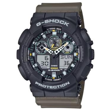 Imagem de Casio Relógio analógico digital G-Shock Utilitarian preto e verde-oliva GA-100TU-1A3CR, preto, Preto
