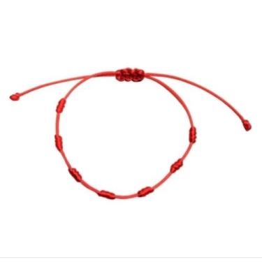 Imagem de kit Pulseira vermelha 7 nós bebê/infantil adulto Kabbalah regulável co