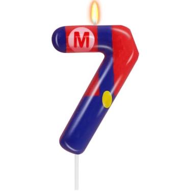 Imagem de Velas de aniversário, velas vermelhas e azuis para bolo número 3, topo de bolo para velas temáticas de jogos, decoração de aniversário, suprimentos para celebrações de aniversário (7)