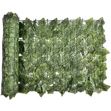 Imagem de Tela de privacidade para varanda tela de cerca de privacidade de hera falsa tela externa expansível painel de parede de cerca viva artificial, folha de plástico verde para decoração de jardim e