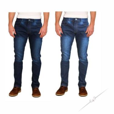 Imagem de Kit 2 Calças Jeans Masculina Slim Original Elastano Lycra, 38