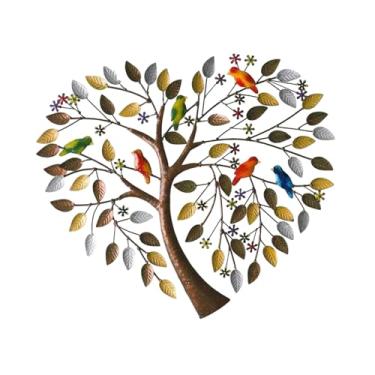 Imagem de Wswqop Arte de Parede em Metal, Pingente de Parede em Forma de Coração, Escultura de Parede em Metal em Forma de árvore para Sala de Estar, Cozinha, Festa Ao, 45cmx45cm