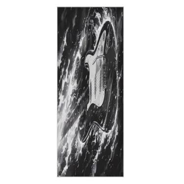 Imagem de Wassud Tapete de toalha de ioga de guitarra preta com bolsa organizadora, tapete de ioga absorvente de suor, toalha antiderrapante para ioga quente, pilatos, fitness, 68,5 x 185,4 cm