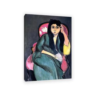 Imagem de Henri Matisse arte de parede em tela Lorette sentada poltrona rosa impressões famosas reprodução de pintura a óleo decoração de parede para sala de estar banheiro Henri Matisse pôster moldura 45 x 30