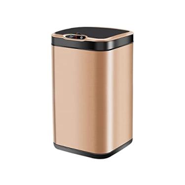 Imagem de Lixeira 8L/13L Indução Inteligente com Tampa Grande Capacidade Quarto Sala de Estar Lata de Lixo Cozinha Banheiro Cesto de Resíduos Escritório Estudo Lixeira Cozinha Dumpster(Champanhe, 13L)