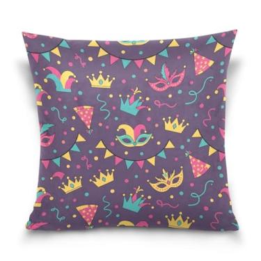 Imagem de ATTX Capas de almofada com padrão de carnaval 45 x 45 cm capas decorativas com zíper para sala de estar sofá-cama (415)