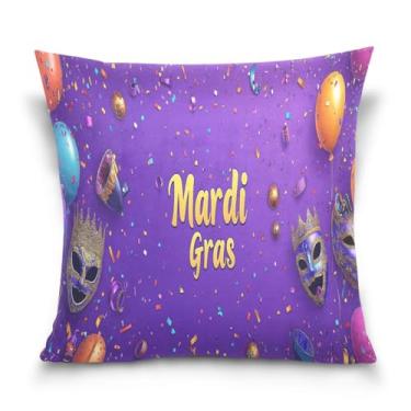 Imagem de ATTX Capas de almofada de máscara colorida de carnaval 50 x 50 cm capas decorativas com zíper para sala de estar sofá-cama (480)