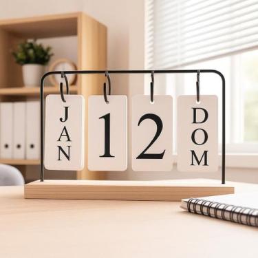 Imagem de Calendário Permanente De Mesa Madeira decoração Home Ofice - Clink, Pr