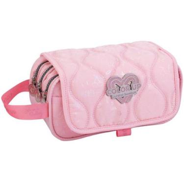 Imagem de Estojo Escolar Triplo Compartimento Espaçoso Design Colorido Material 