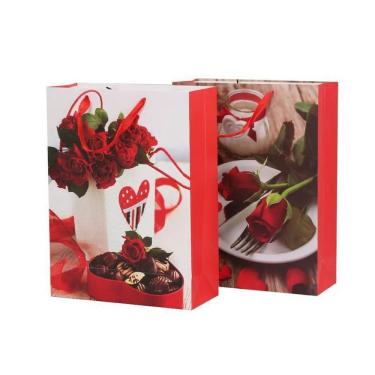 Imagem de Sacola Presente Flores Vermelha Estampada 18X23X8 921Est