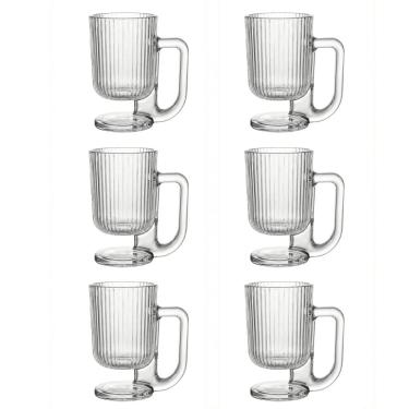 Imagem de Jogo C/6 Canecas de Vidro Transparente Savor 95ml P/ Café e Chá com Design Elegante e Resistente