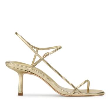 Imagem de ZJGZF Salto gatinho feminino elegante com tiras stiletto salto alto sandálias redondas bico aberto salto sexy sapatos de casamento, Dourado, 37