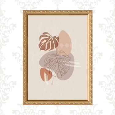Imagem de Quadro Moldura Dourada Boho Folhas 45X34Cm