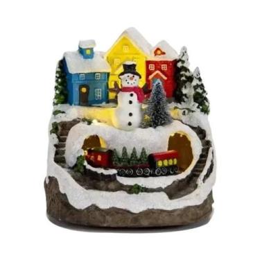 Imagem de Casas De Natal Musicais Iluminadas Com LED Rotativas Com Trem Decorati