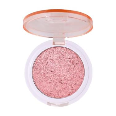 Imagem de Paleta de maquiagem iluminadora para blush, contorno, sombra, rosto ou olhos, brilho brilhante, pó prensado de mousse cremosa, intensamente pigmentado, brilho brilhante (B03-04# rosa vidro)