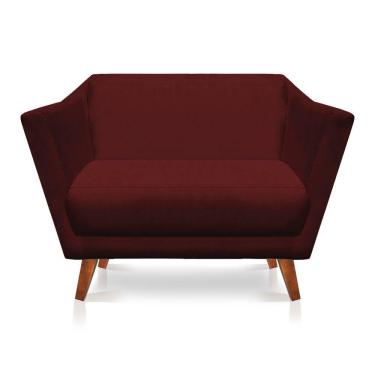 Imagem de Namoradeira Lorena Suede Pés Castanho Marsala