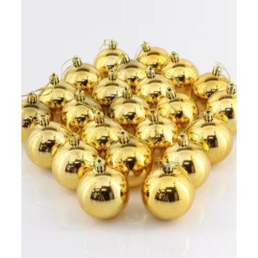 Imagem de Bolas Dourada Brilhantes Enfeite Árvore Natal Kit 24pçs 70mm - Genéric