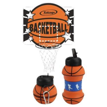 Imagem de COMP Kit Basquete Tabela MDF p/ Criança + Garrafa Dobrável de Bola 550