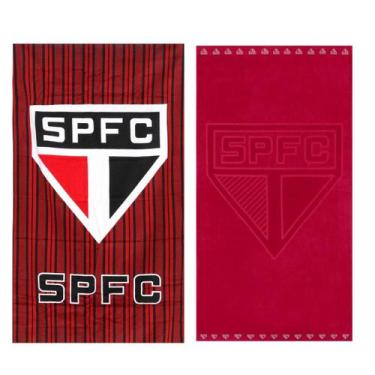 Imagem de Kit 2 Toalhas de Banho Aveludada e Jacquard Time do São Paulo Vermelho