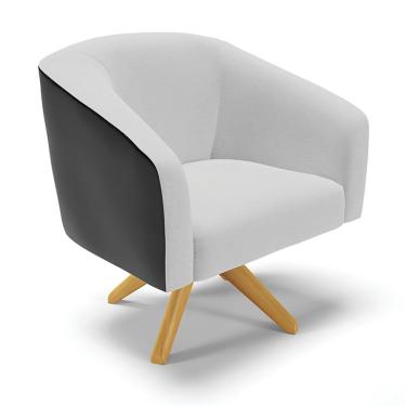 Imagem de Poltrona Decorativa Giratória MA30 Stella Preto/Linho Cinza D03 - D'Rossi