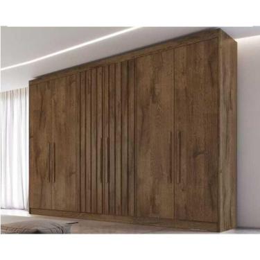 Imagem de Guarda Roupa Casal Potente 6 Portas C/ 4 Ripados E 6 Gavetas Braúna - Europa