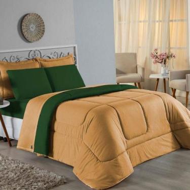 Imagem de Kit Edredom Dupla Face + Jogo De Lençol King Nobre 7 Peças Malha 100% 