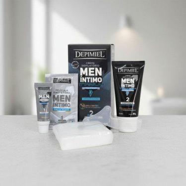 Imagem de Kit Depilatorio Íntimo Masculino: Creme depilatório Sachê 48g + Creme 
