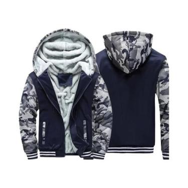 Imagem de Jaqueta Masculina Camuflada De Lã Com Capuz, Casaco De Inverno Grosso 