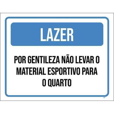 Imagem de Kit 5 Placa Acm Lazer Levar Material Esportivo Quarto 18X23 - Sinalizo