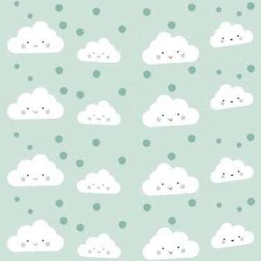 Imagem de Papel De Parede Infantil Nuvem Verde - Drop de Casa