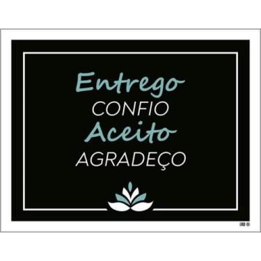 Imagem de Kit 5 Placas Entrego Confio Aceito Agradeço Flor 27X35 - Sinalizo