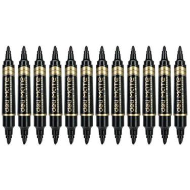 Imagem de Pincel Marcador Permanente Ponta Chanfrada Duas Pontas Preto Caixa com