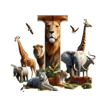 Imagem de Pintura Diamante Alfabeto Girafa Elefante Tigre Zebra Leão, Mosaico DI