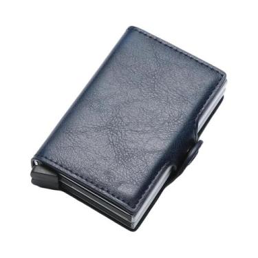 Imagem de Carteira Masculina Fina De Fibra De Carbono RFID, Mini Carteira Com 14