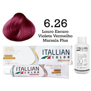 Imagem de Kit Coloração Itallian Color 6.26 Louro Escuro Violeta Vermelho Marsal