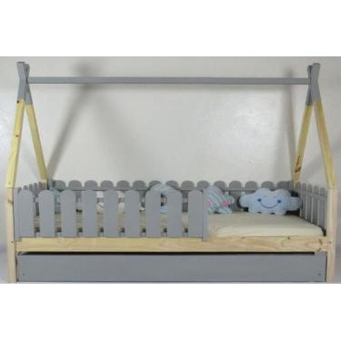 Imagem de Bicama Montessoriana Solteiro Cabana Colorida Madeira Maciça Pinus - P