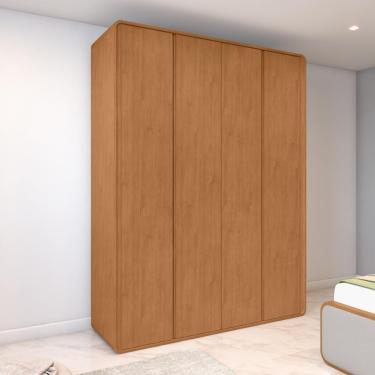 Imagem de Guarda Roupa Solteiro 100% Mdf 4 Portas Easy Like Amêndo Clean
