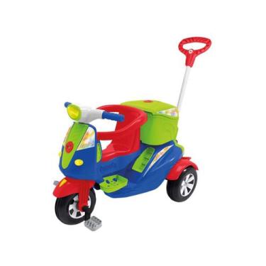 Imagem de Carrinho Triciclo de Passeio e Pedal Infantil Moto Uno Calesita Com Ca
