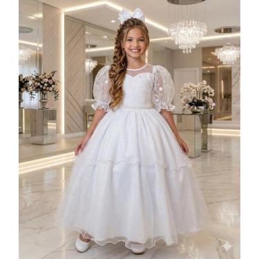 Imagem de Vestido Longo Bella Child Eva Branco para Daminhas e Eventos Especiais