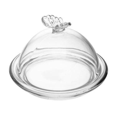 Imagem de Prato Para Doce Com Tampa Borboleta Butterfly Cristal Wolff 15x10cm
