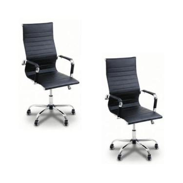 Imagem de Kit 2 Cadeiras De Escritório Esteirinha Oficial Ergonomia Alta Preto -