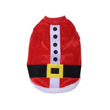 Imagem de Roupa Pet Papai Noel Natal Vermelho E Branco Cromus 32x23cm