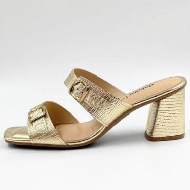 Imagem de Tamanco Dakota Metalizado Slide Salto Alto Feminino-Feminino